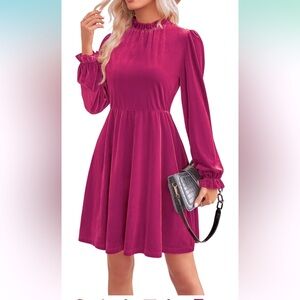 Velvet Dress in Violet Red!